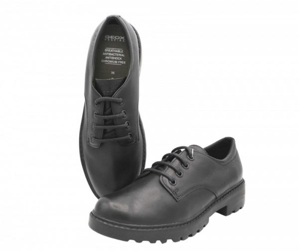 Geox Junior Casey Lace-Up Black Leather