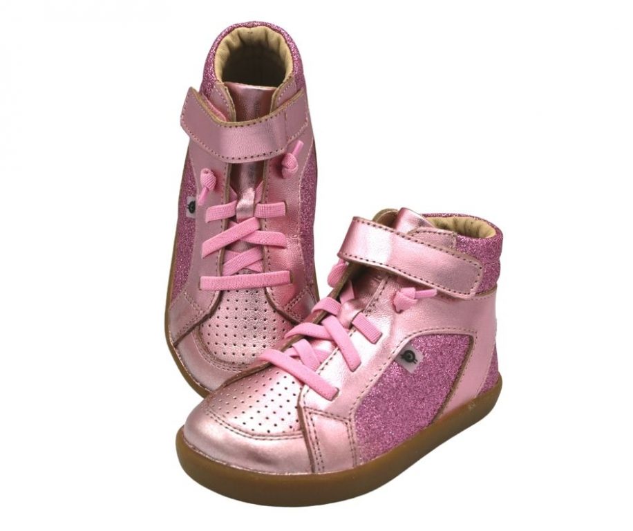 Oldsoles Spartan Girl's Pink Glitter Hi-Top Trainers